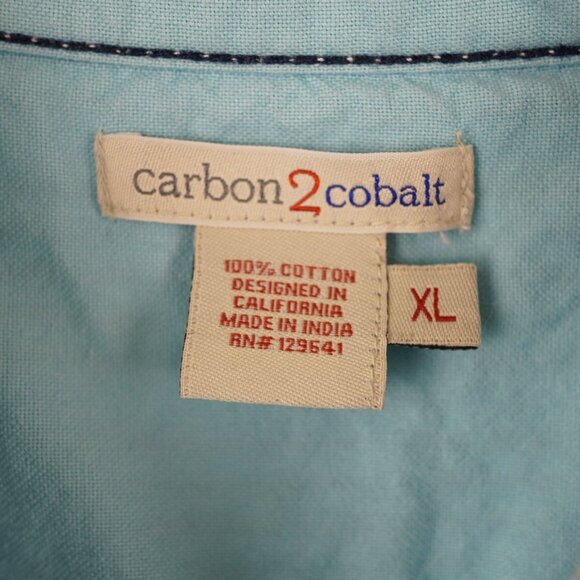 Carbon2Cobalt Blue Striped Button-Up Shirt XL Lightweight Cotton Casual Style - Picture 3 of 13